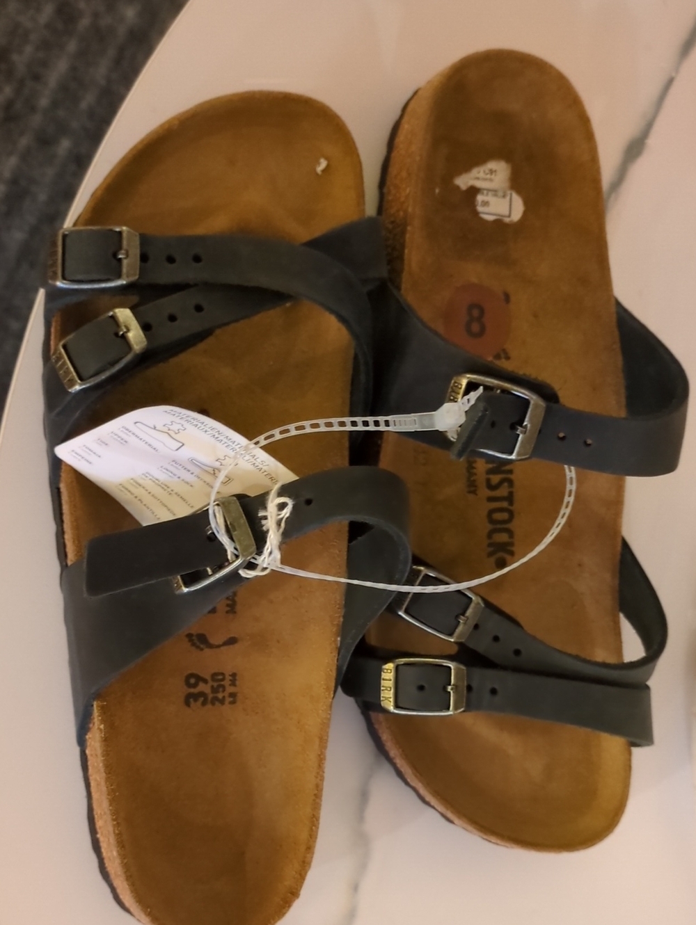 New With Tags Birkenstock Franca Black Triple Strap Sandals Black Sz 8